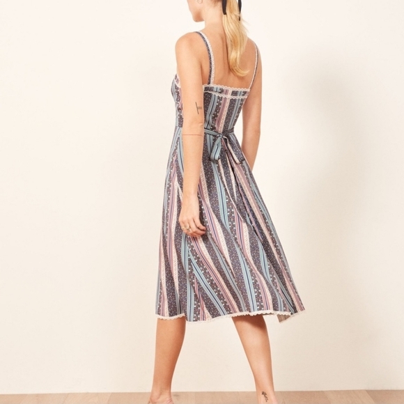 Reformation Sandalwood dress Striped Button-Down Sundress Size 0 - Picture 4 of 16